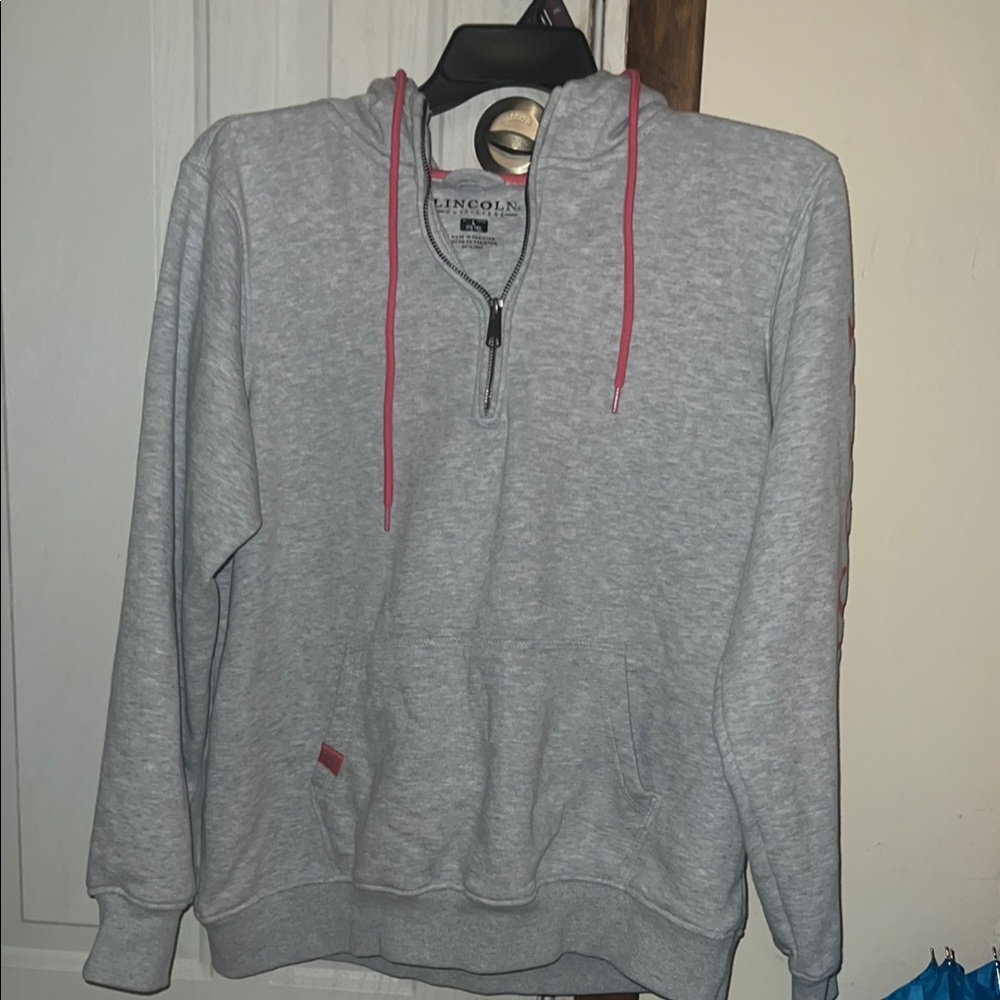 Gray hoodie with Pink logo- Lincoln outfitters